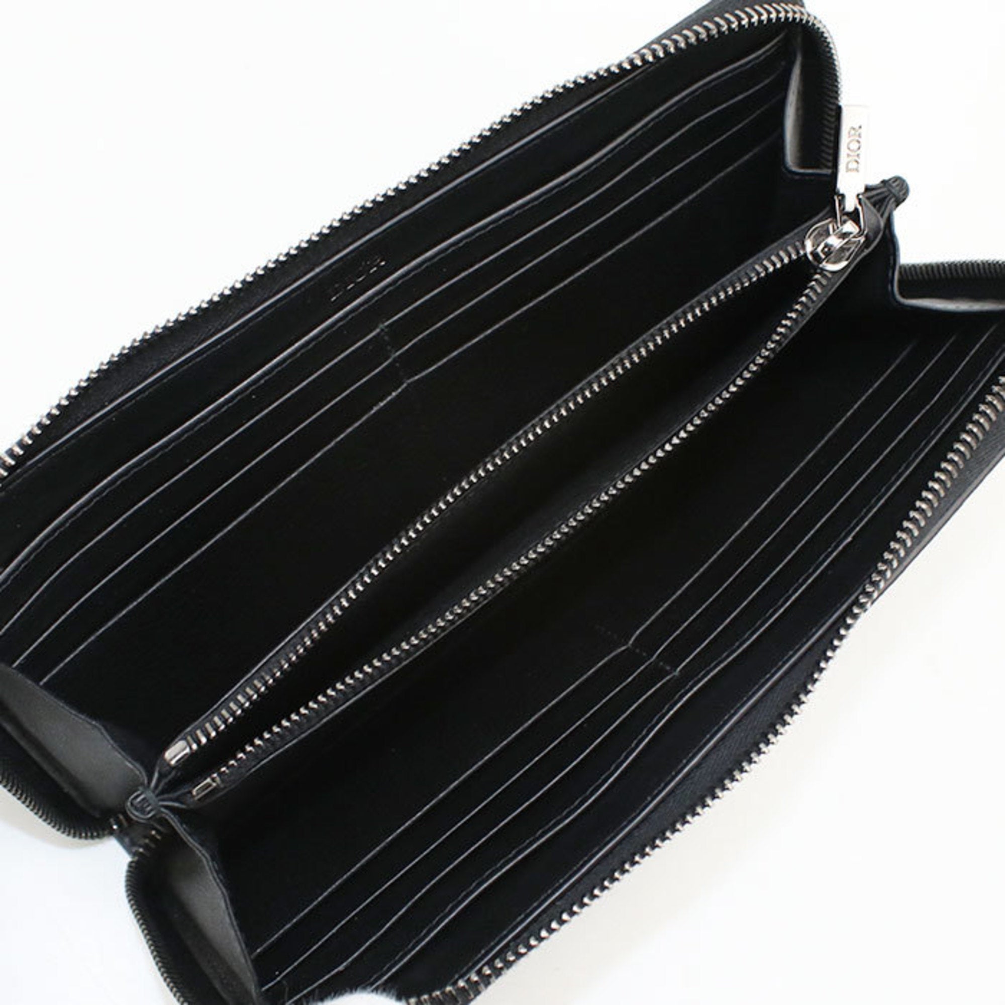 Christian Dior Black Leather Long Wallet (Bi-Fold) (Pre-Owned)