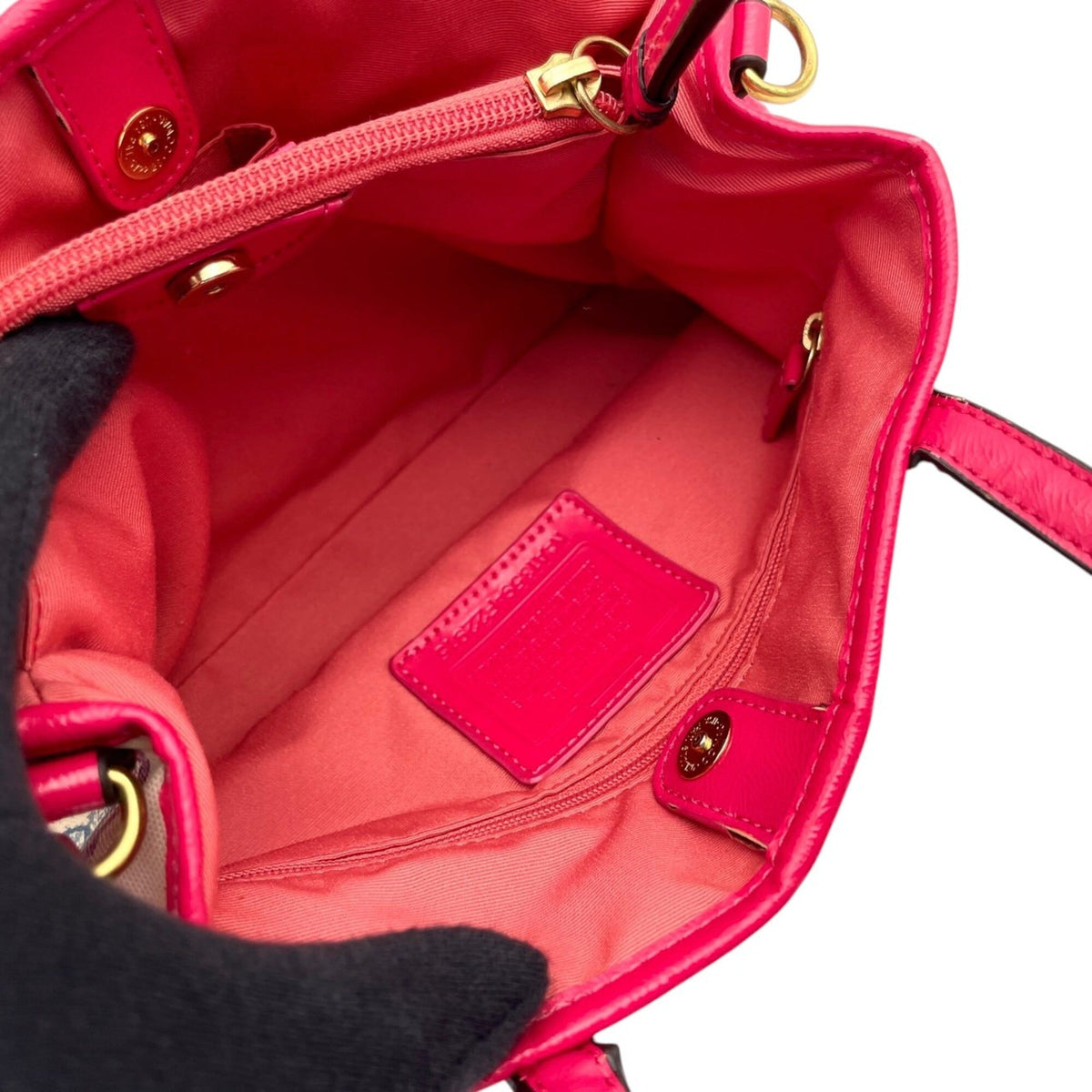 Coach Multi-Color Pink Canvas Patent Leather Handbag Tote Bag (Pre-Owned)