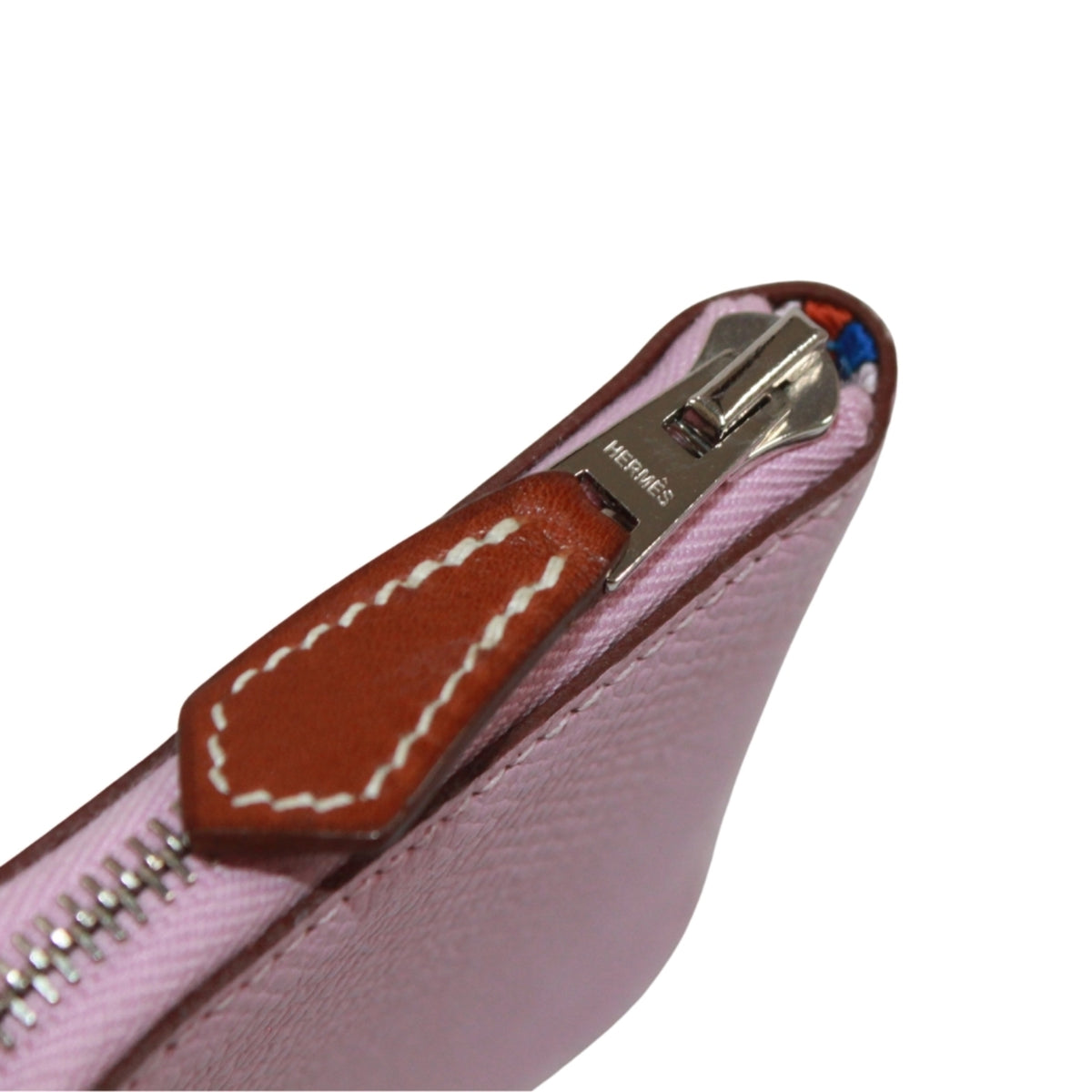Hermes Pink Epsom Leather Silk Coin Purse/Coin Case (Pre-Owned)
