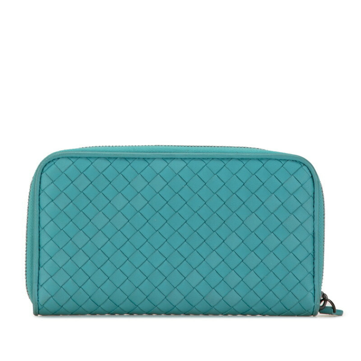 Bottega Veneta Green Light Blue Leather Long Wallet (Bi-Fold) (Pre-Owned)