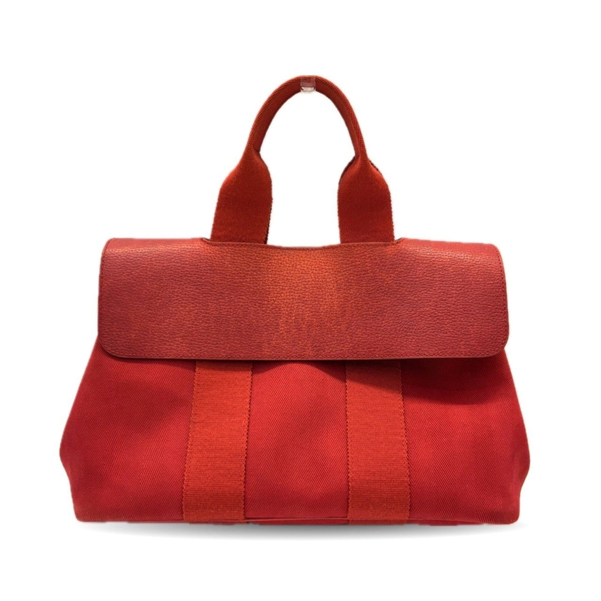 Hermes Red Color Toile Chevron Handbag Pouch (Pre-Owned)
