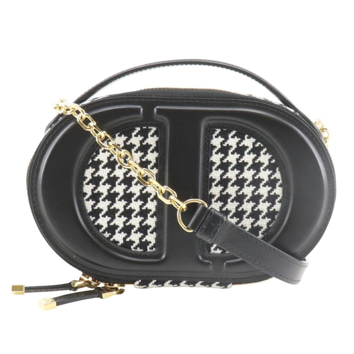 Christian Dior Black White Canvas Leather Shoulder Bag (Pre-Owned)