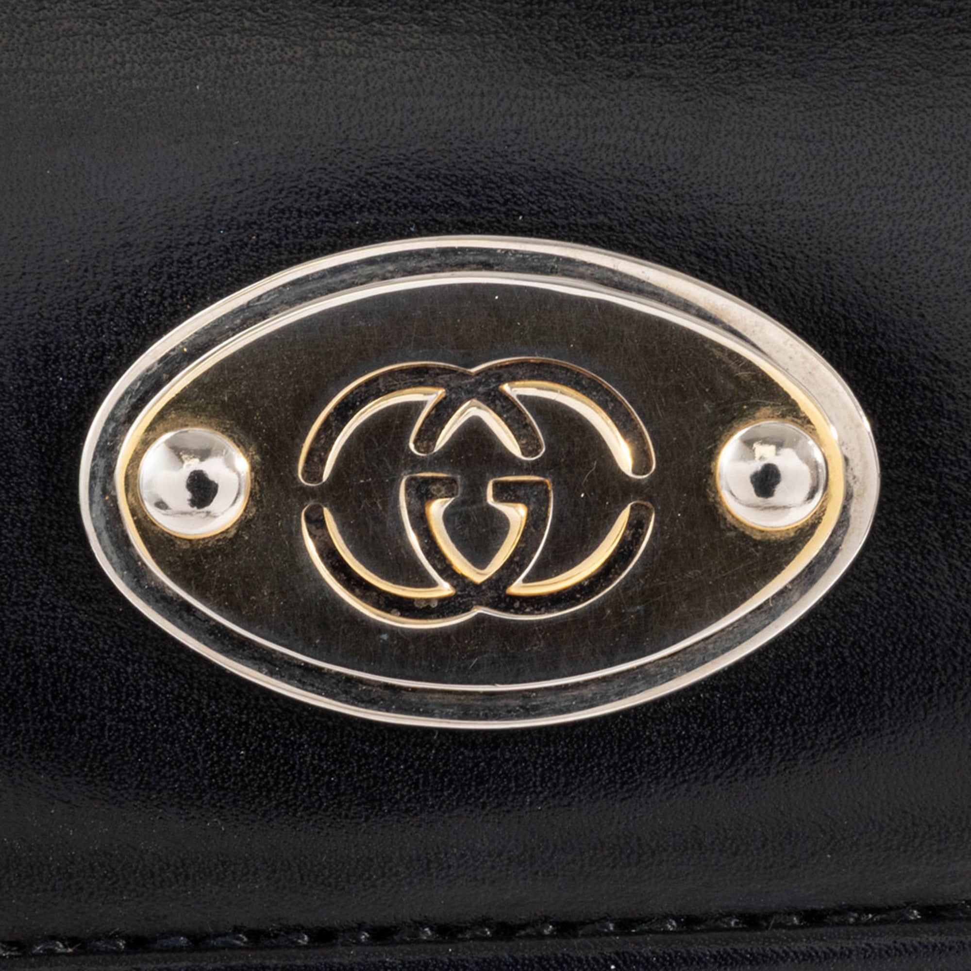 Gucci Black Leather Shoulder Bag Tote Bag (Pre-Owned)