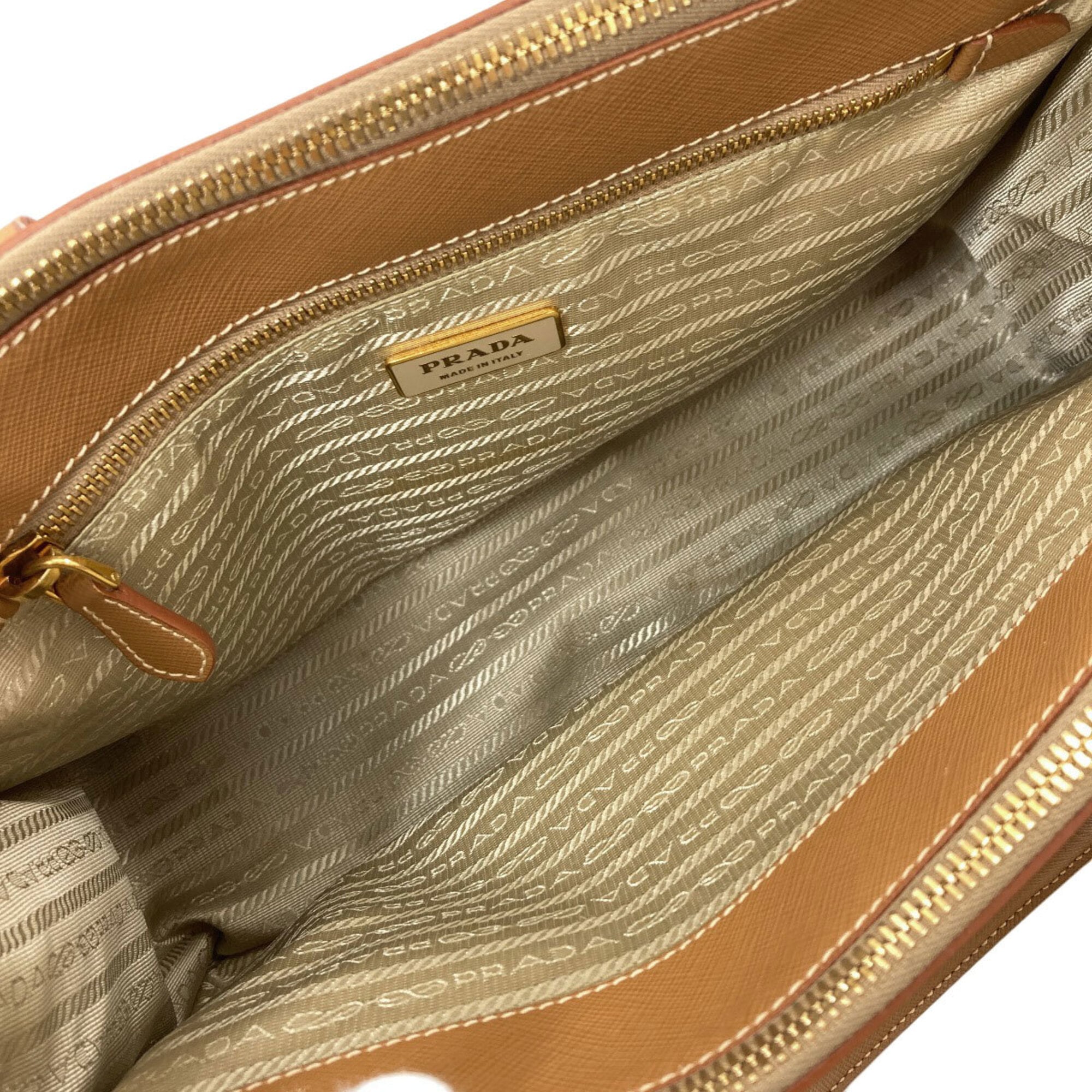 Prada Brown Saffiano Triangle Handbag (Pre-Owned)