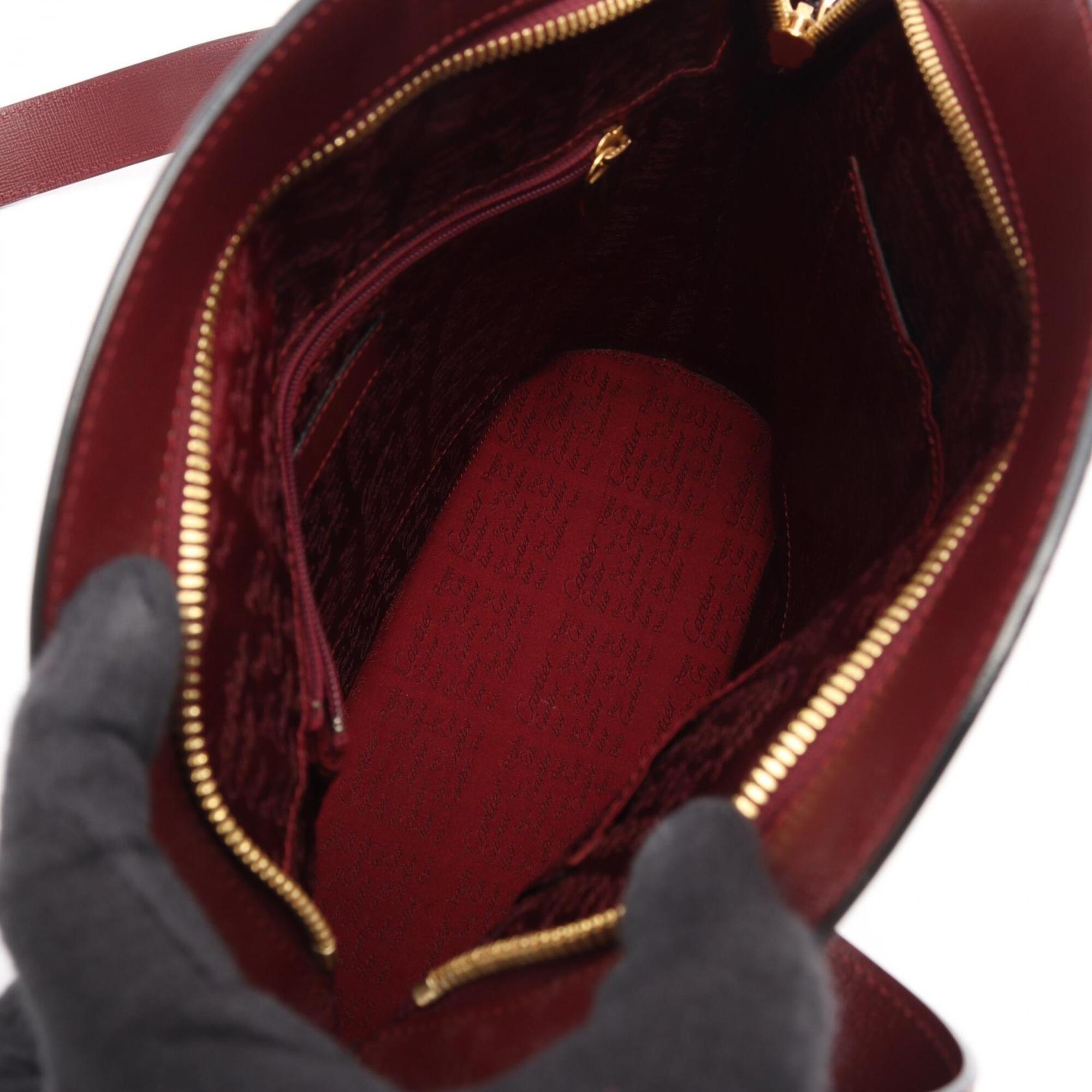 Cartier Bordeaux Leather Handbag Shoulder Bag (Pre-Owned)