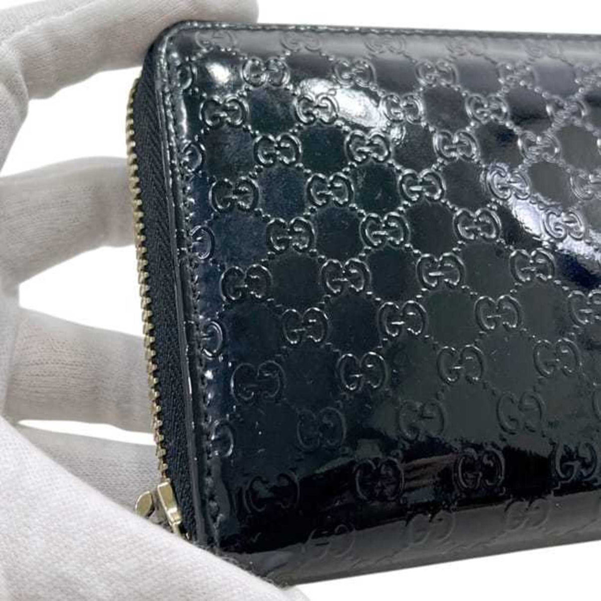 Gucci Black Patent Leather Long Wallet (Bi-Fold) (Pre-Owned)