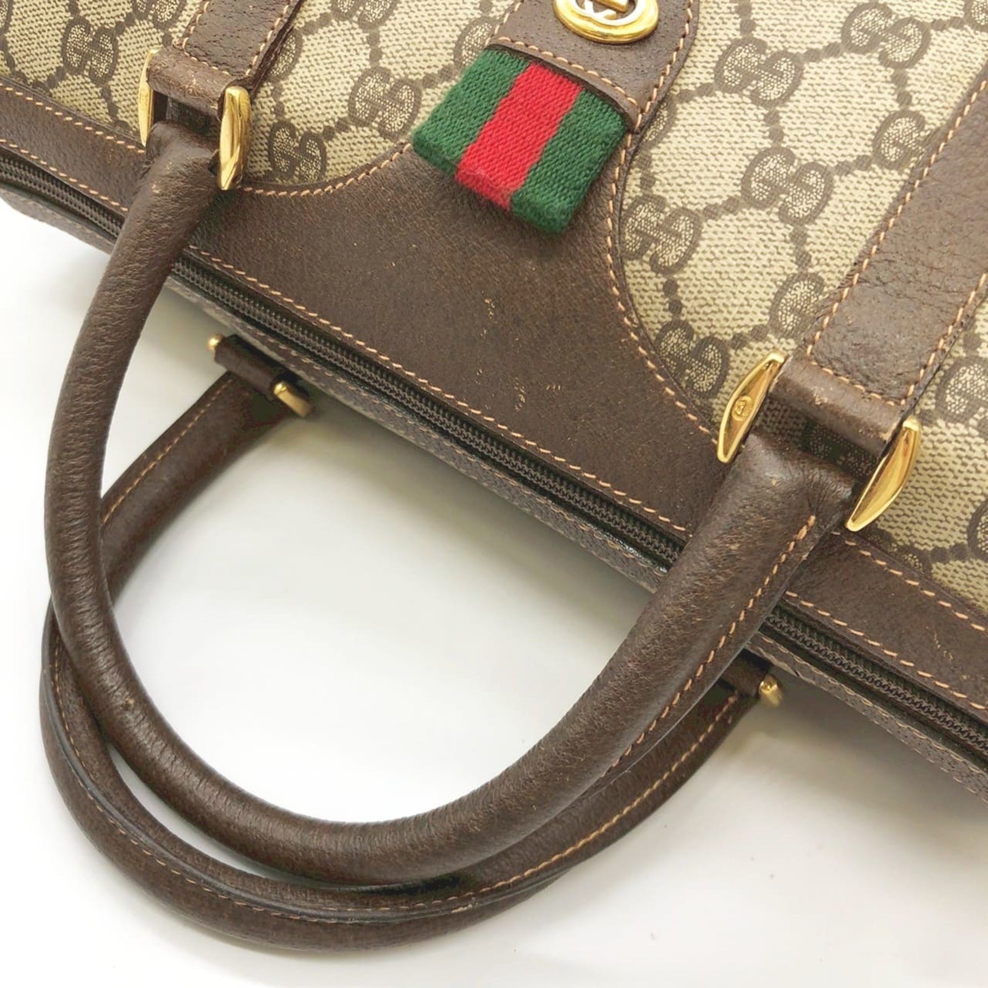 Gucci Brown Brown Gg Gg Supreme Boston Bag Handbag (Pre-Owned)
