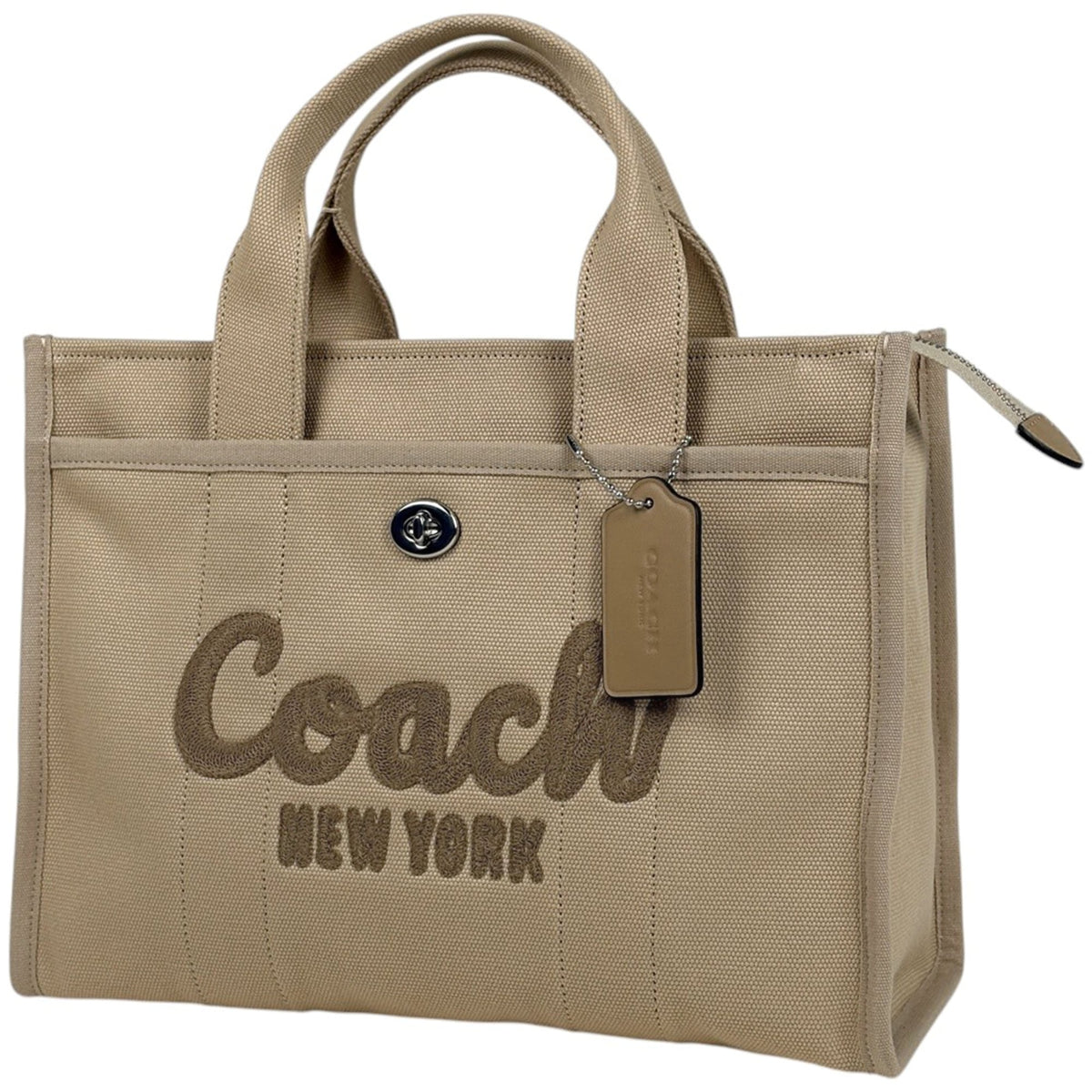 Coach Beige Canvas Leather Tote Bag (Pre-Owned)