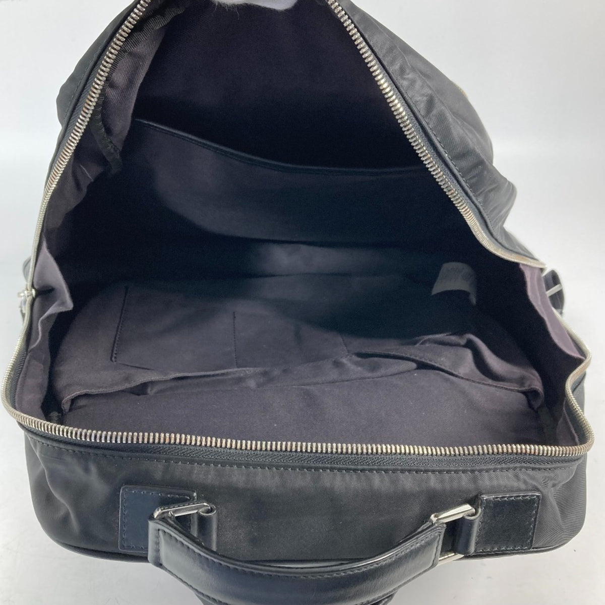 Versace Black Nylon Leather Backpack Handbag (Pre-Owned)