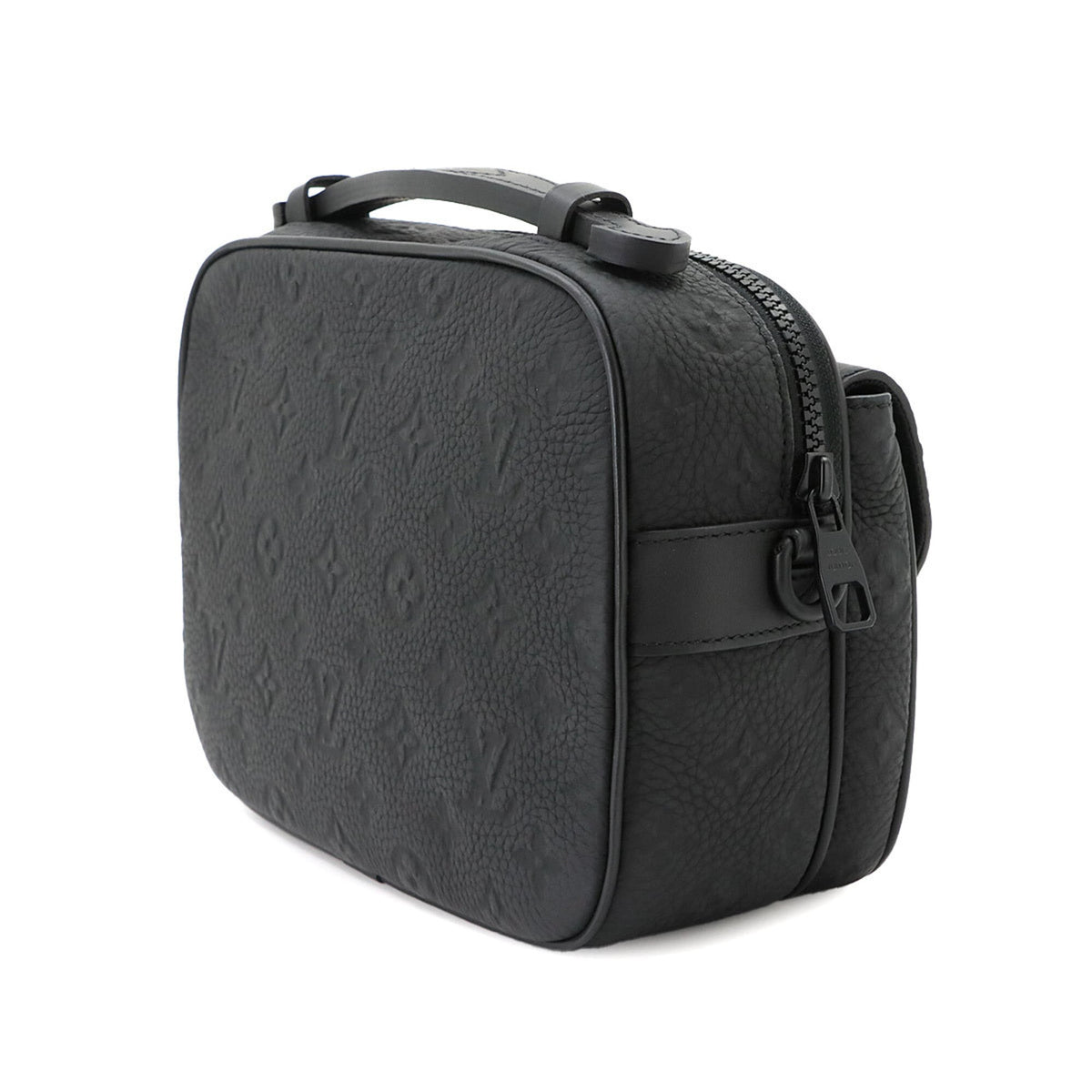 Louis Vuitton Black Leather Handbag Messenger Bag Shoulder Bag (Pre-Owned)