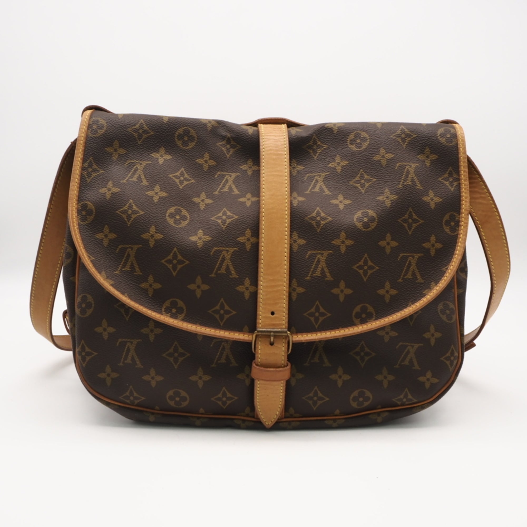 Louis Vuitton Monogram Beige Brown Coated Canvas Leather Shoulder Bag (Pre-Owned)