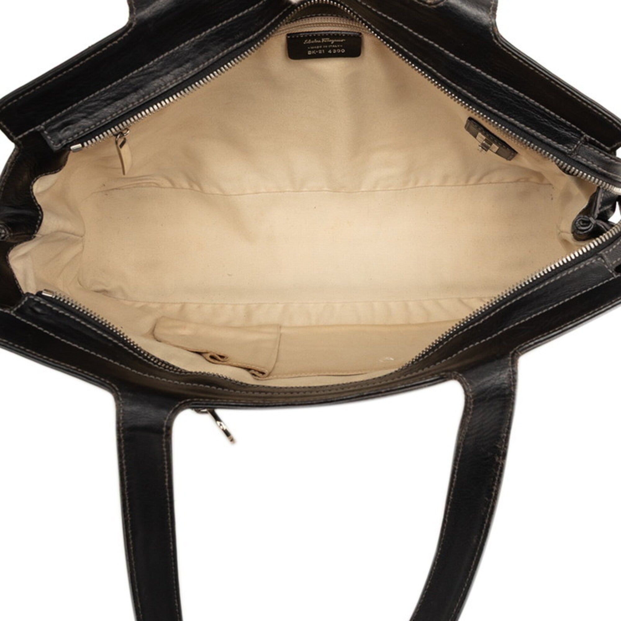 Salvatore Ferragamo Brown Leather Shoulder Bag Tote Bag (Pre-Owned)