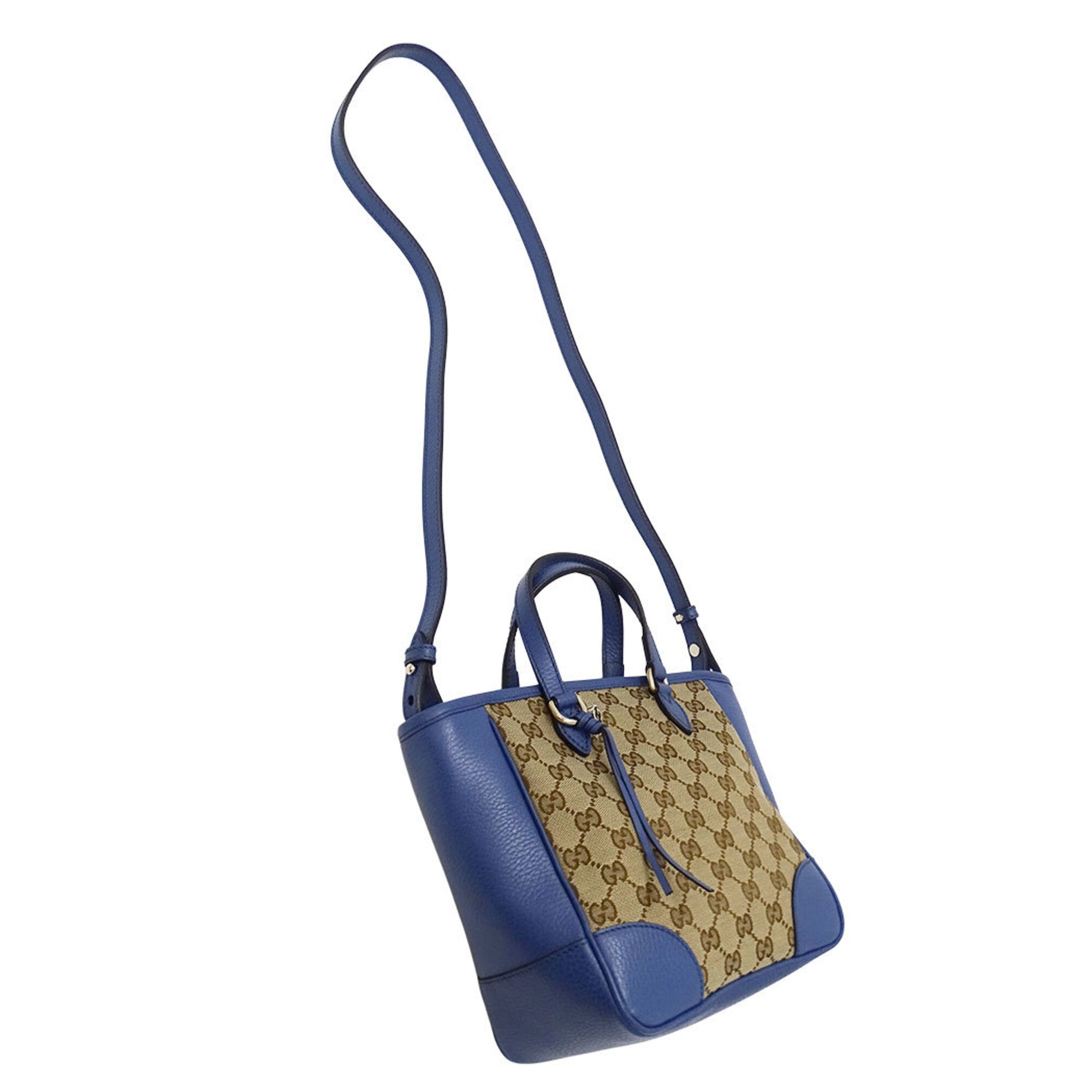 Gucci Beige Blue Gg Canvas Handbag Shoulder Bag (Pre-Owned)