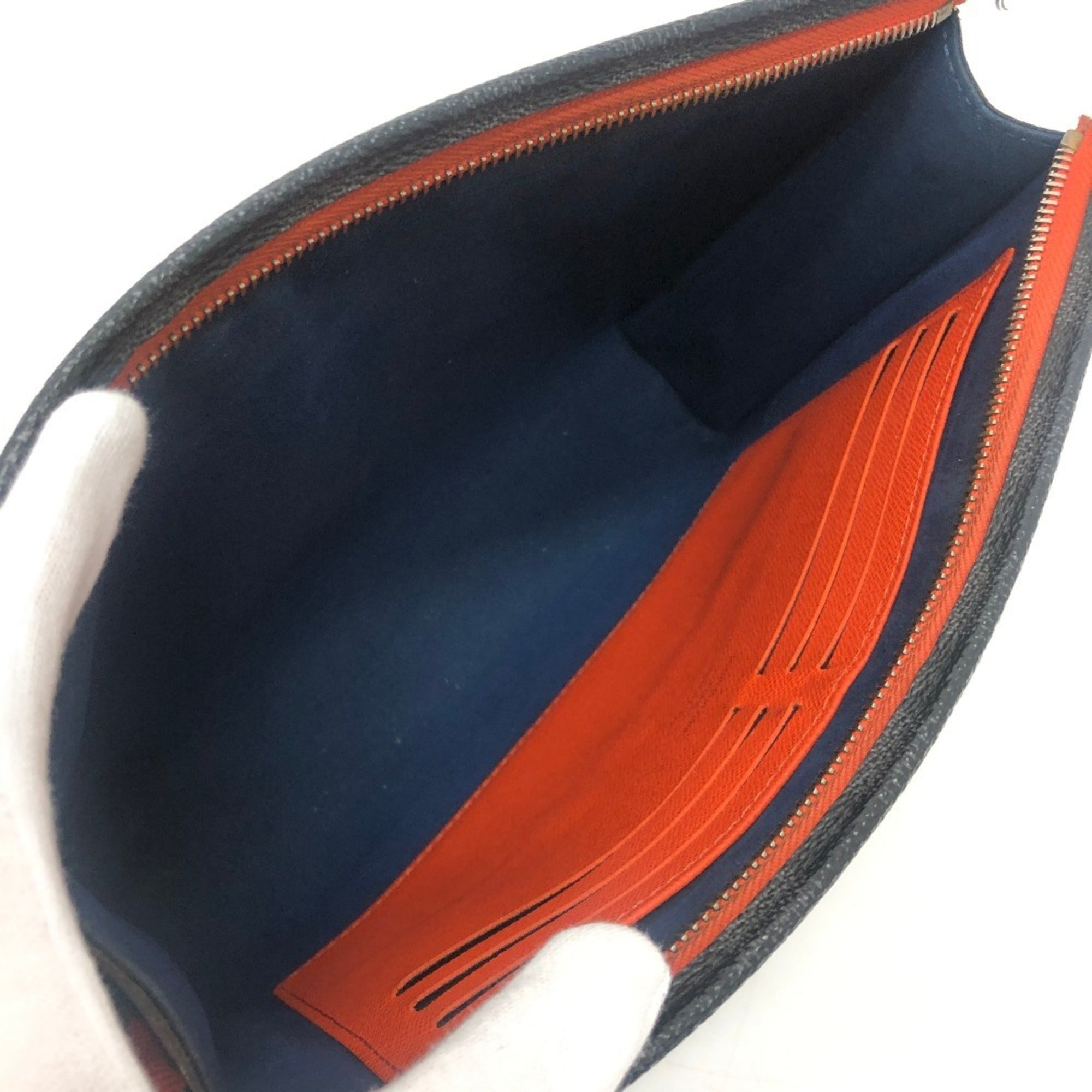 Louis Vuitton Blue Damier Graphite Canvas Epi Leather Clutch Bag (Pre-Owned)