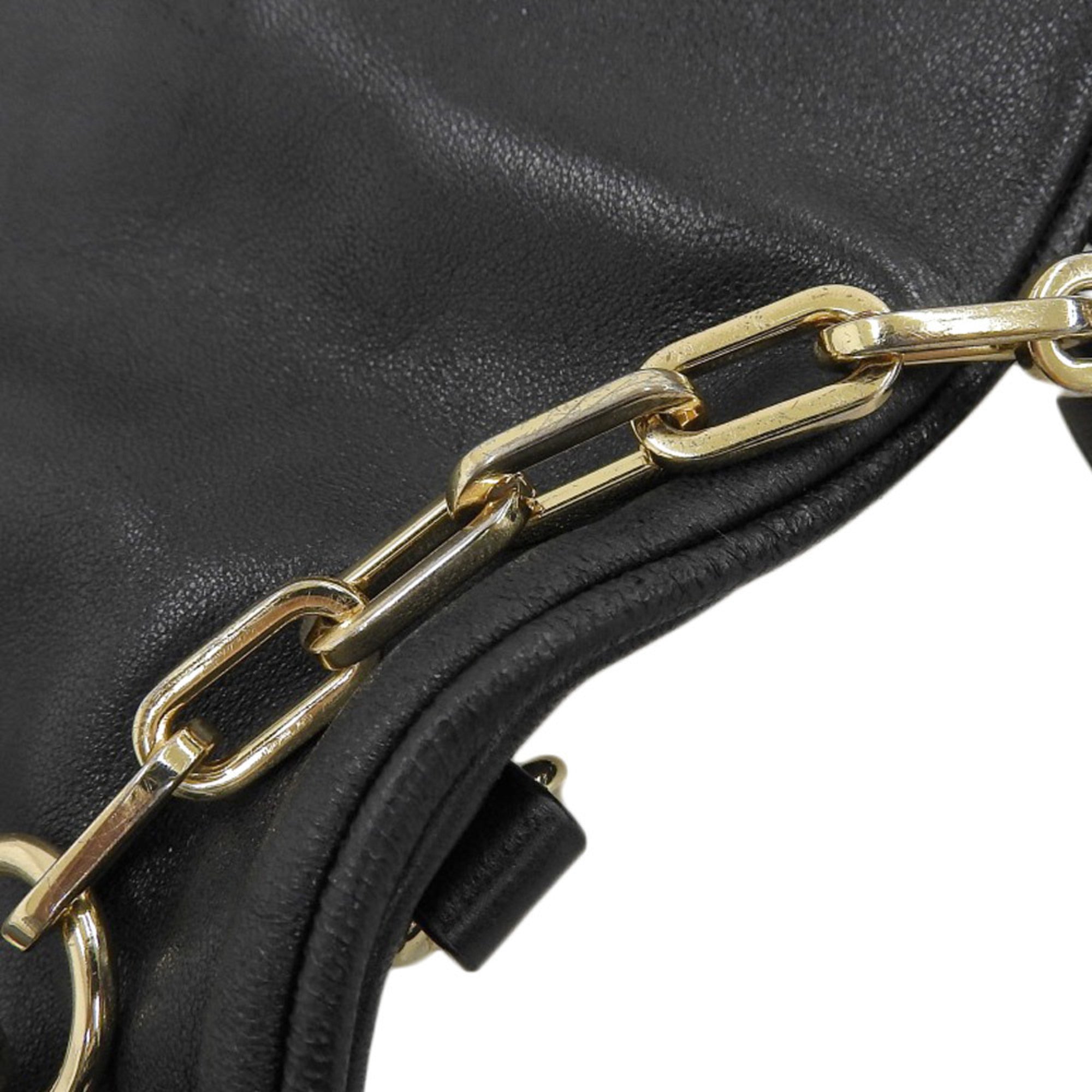 Tory Burch Black Leather Clutch Bag Shoulder Bag (Pre-Owned)