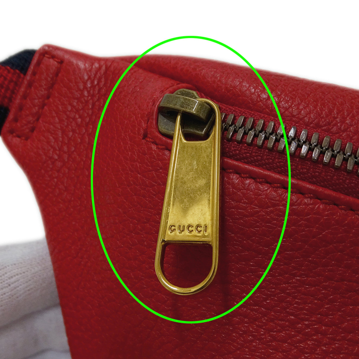 Gucci Red Color Leather Fanny Pack Handbag Sling Bag (Pre-Owned)