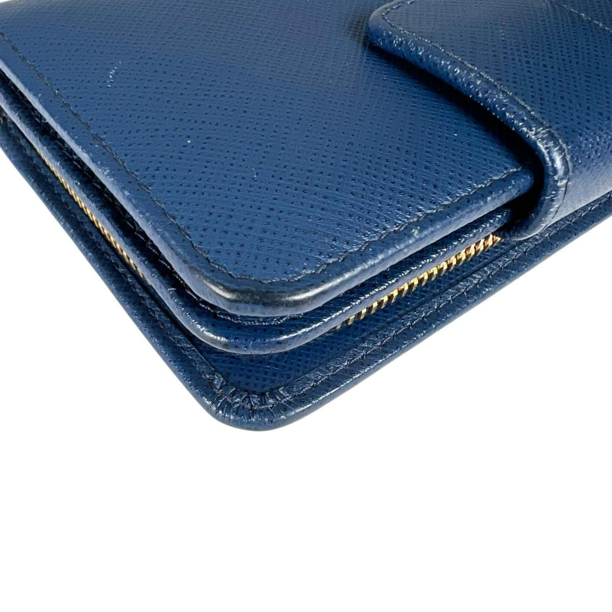 Prada Saffiano Blue Leather Wallet (Bi-Fold) (Pre-Owned)