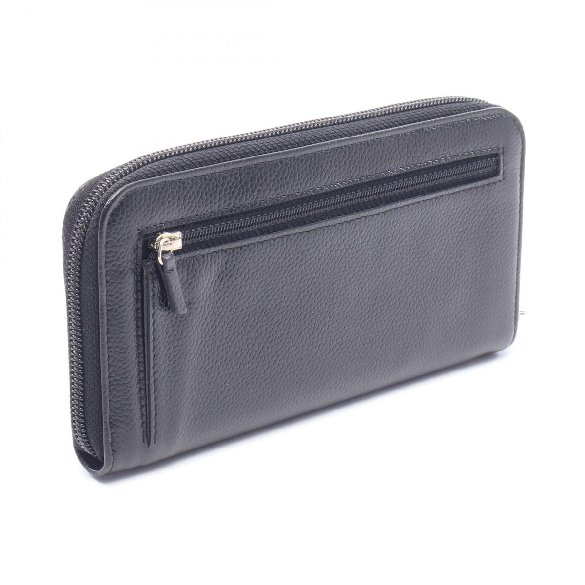 Chanel Black Grained Calfskin Long Wallet (Bi-Fold) (Pre-Owned)