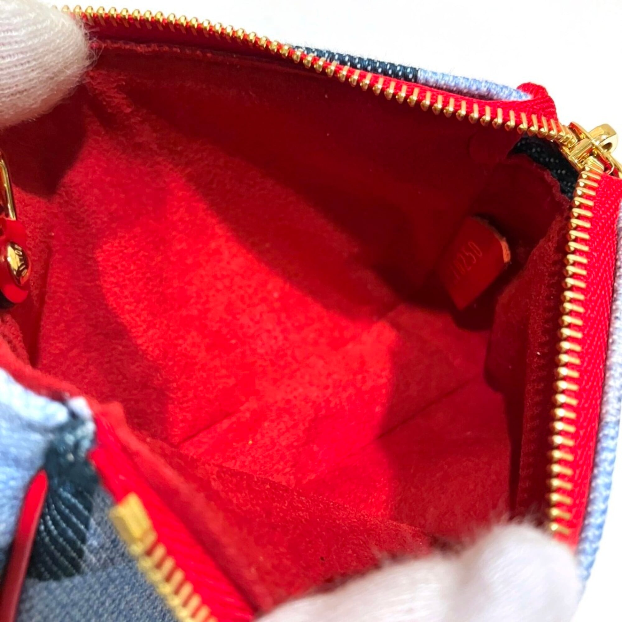 Louis Vuitton Monogram Denim Blue Red Color Monogram Denim Leather Pochette (Pre-Owned)