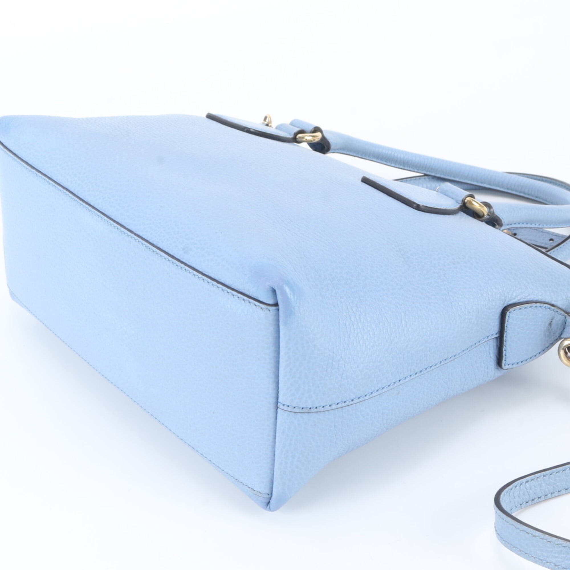 Gucci Blue Leather Handbag Shoulder Bag Tote Bag (Pre-Owned)