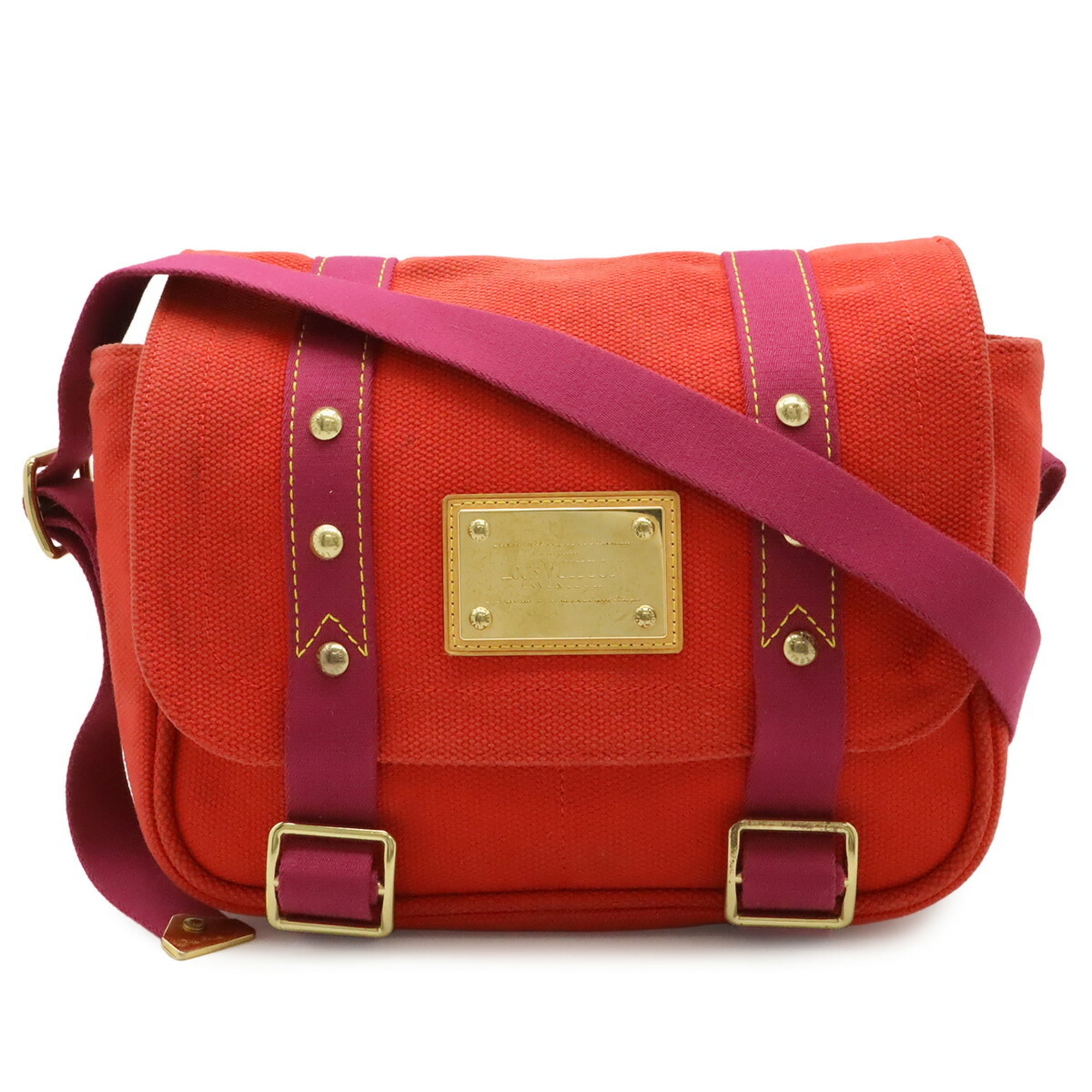 Louis Vuitton Red Color Rouge Canvas Shoulder Bag (Pre-Owned)