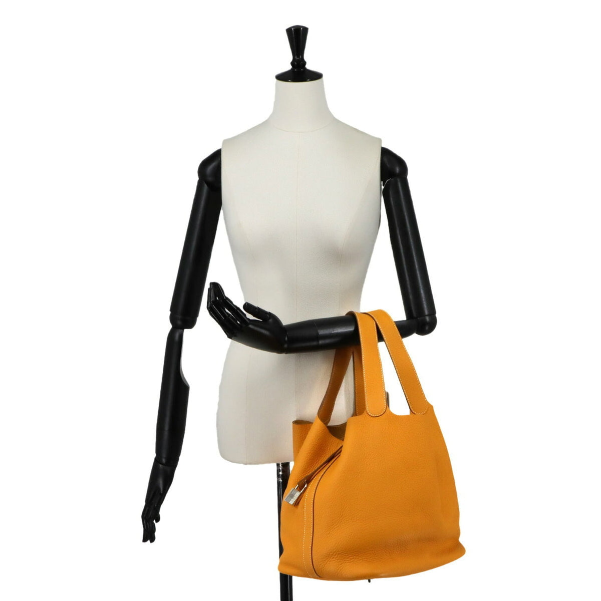 Hermes Moutarde Taurillon Clemence Leather Handbag (Pre-Owned)