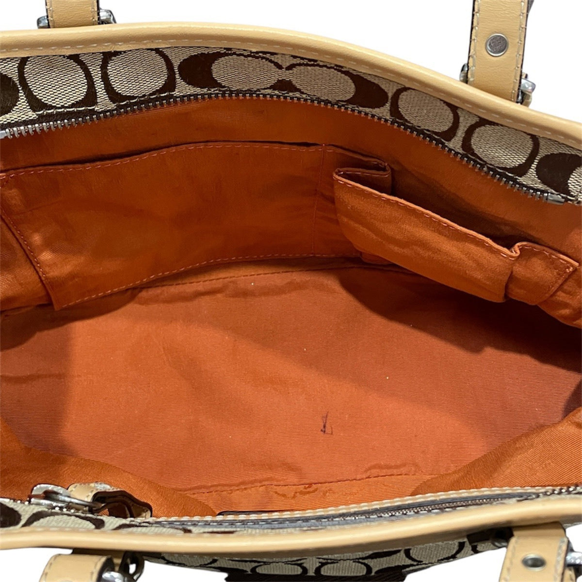 Coach Beige Signature Line Tote Bag (Pre-Owned)