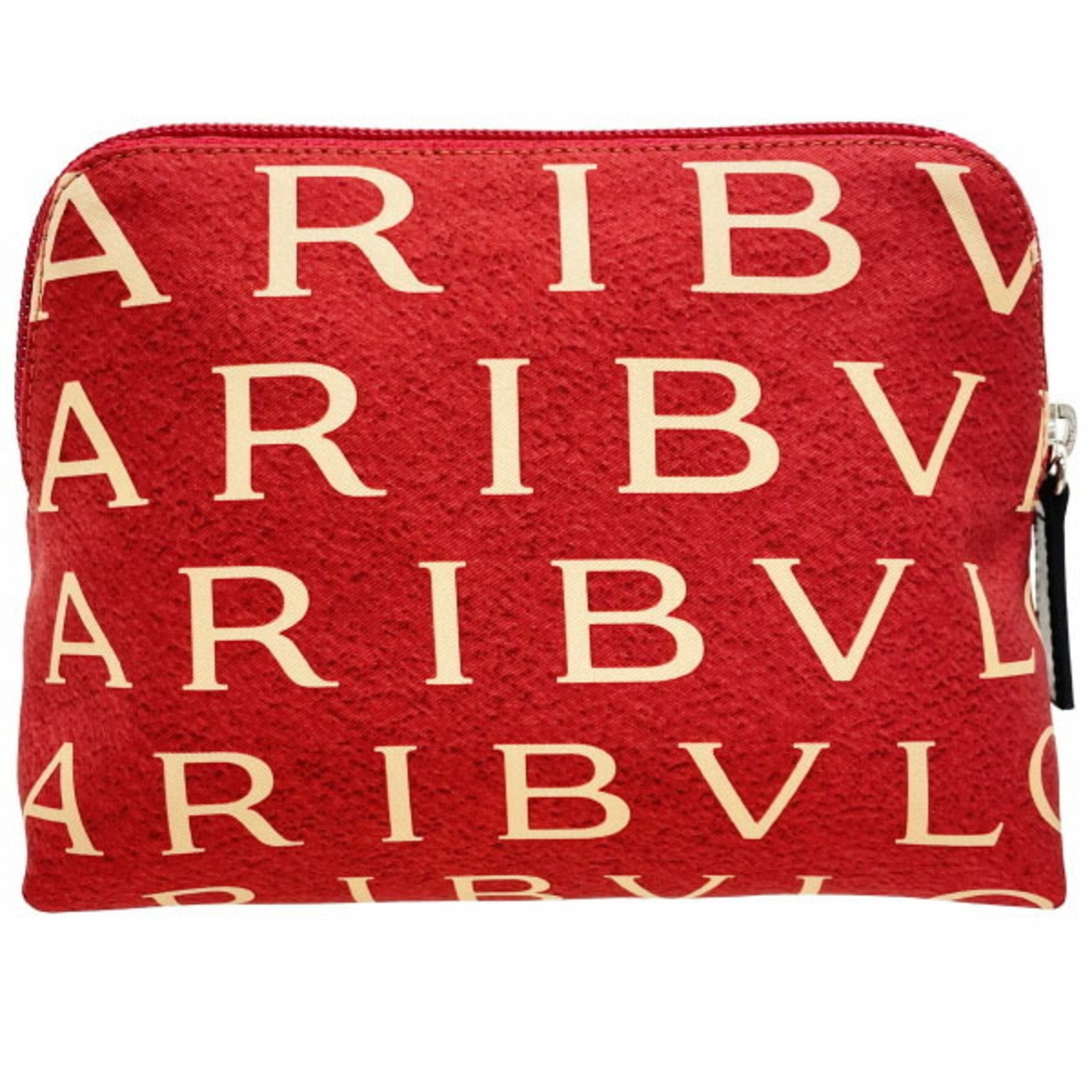 Bvlgari Black Red Color Silk Leather Pouch Wash Bag (Pre-Owned)