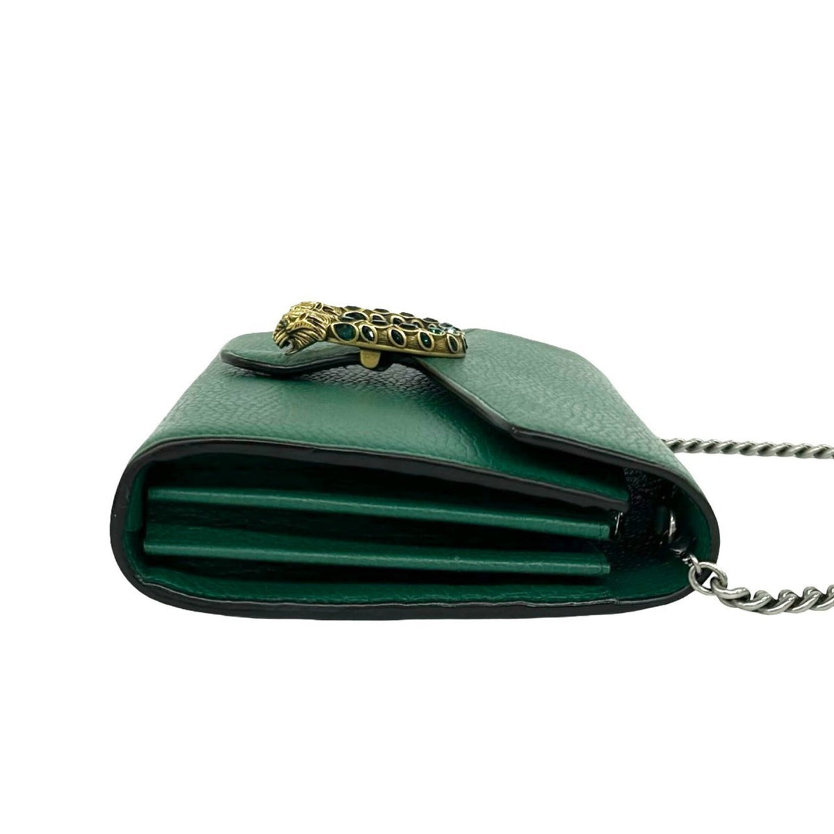 Gucci Green Leather Pochette Shoulder Bag (Pre-Owned)