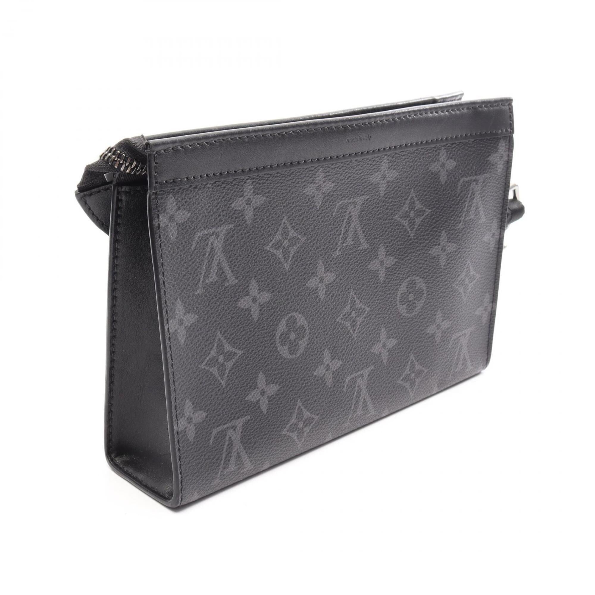 Louis Vuitton Black Gray Coated Canvas Handbag Shoulder Bag (Pre-Owned)