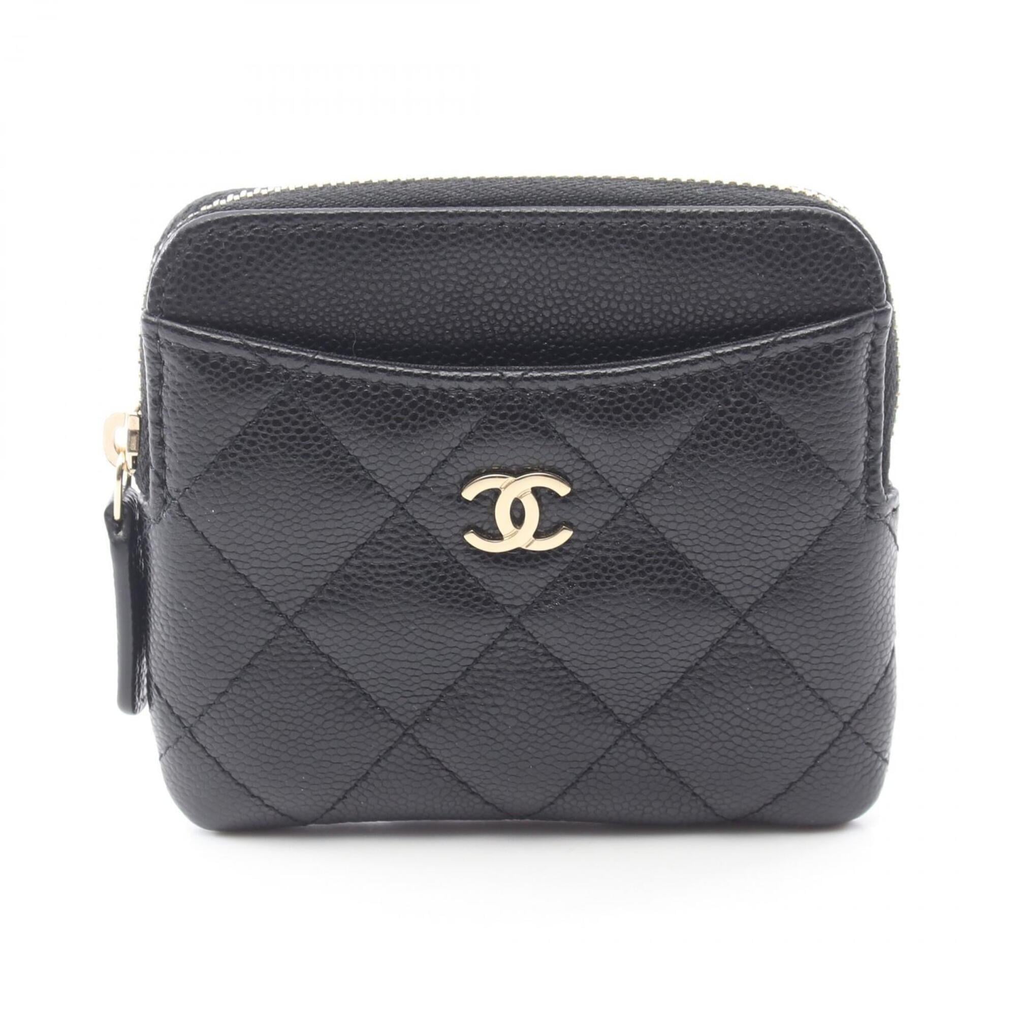 Chanel Matelasse Black Grained Calfskin Coin Purse/Coin Case (Pre-Owned)