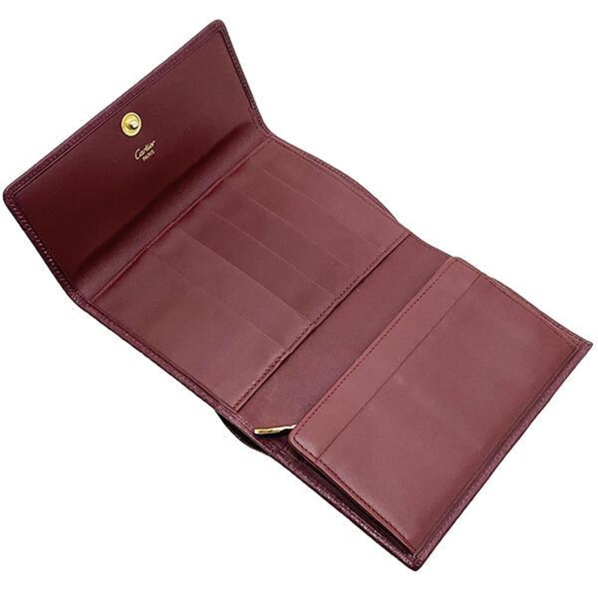 Cartier Must Bordeaux Leather Wallet (Tri-Fold) (Pre-Owned)