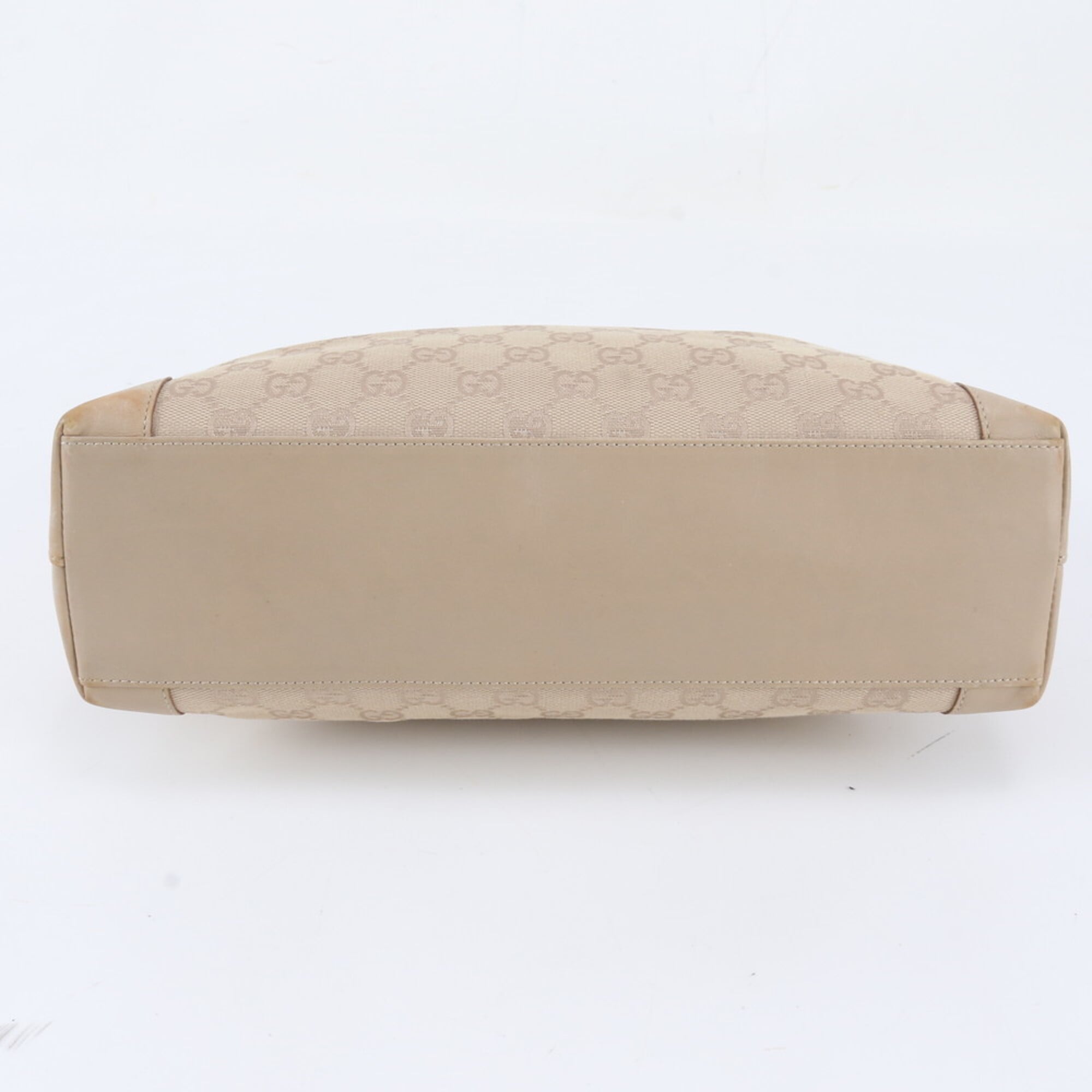Gucci Light Beige Leather Canvas Handbag Tote Bag (Pre-Owned)