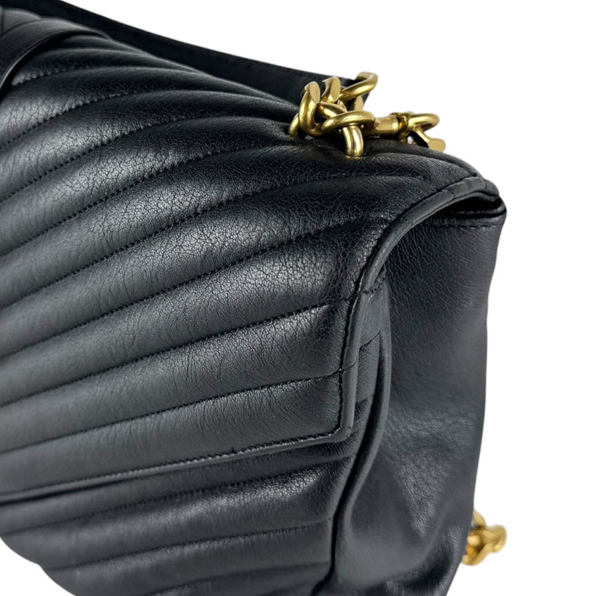 Saint Laurent Black Leather Handbag Shoulder Bag (Pre-Owned)