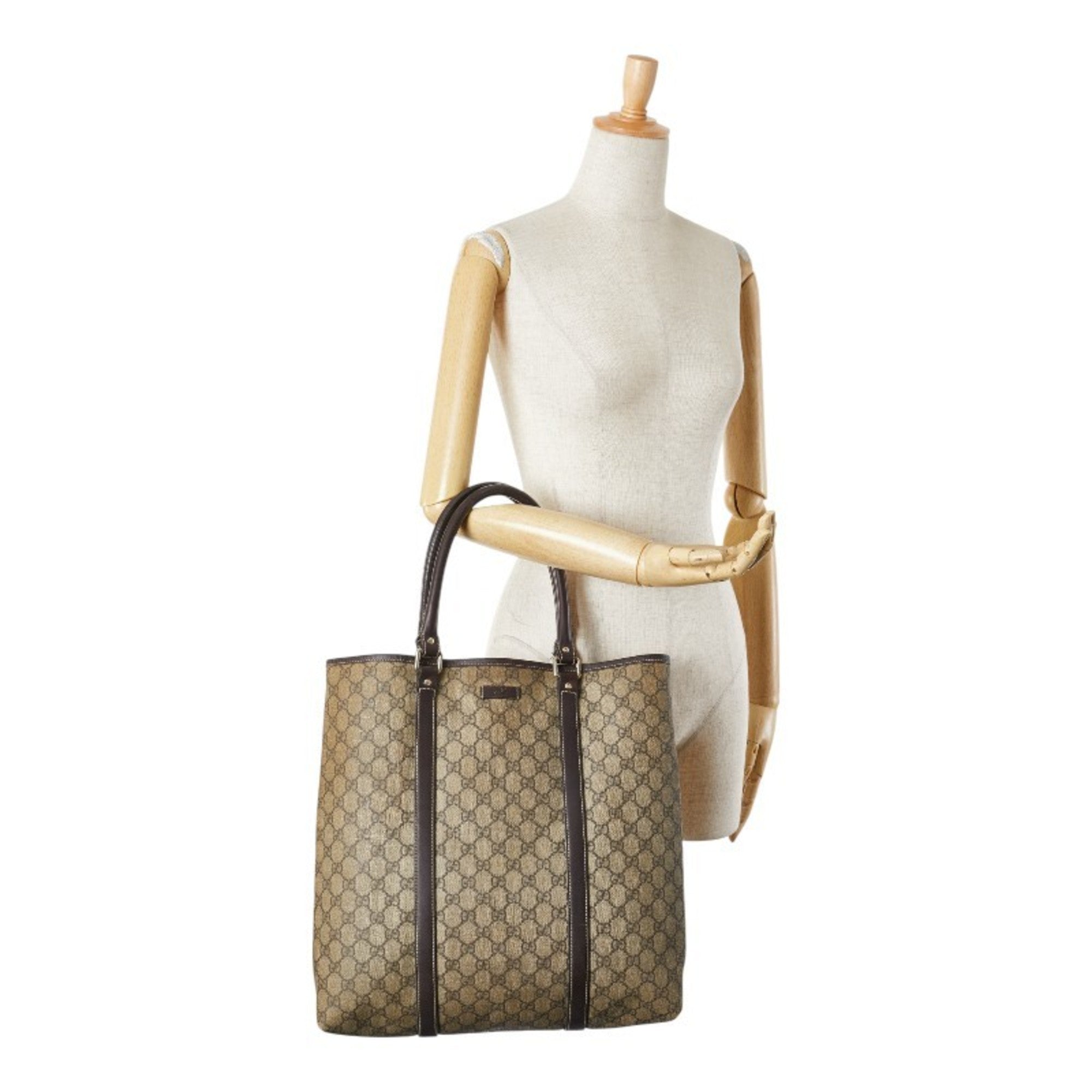 Gucci Beige Brown Pvc Leather Shoulder Bag Tote Bag (Pre-Owned)