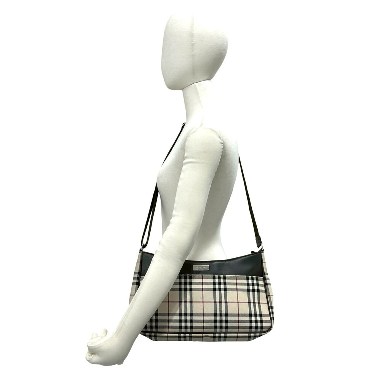 Burberry Beige Brown Canvas Leather Shoulder Bag (Pre-Owned)