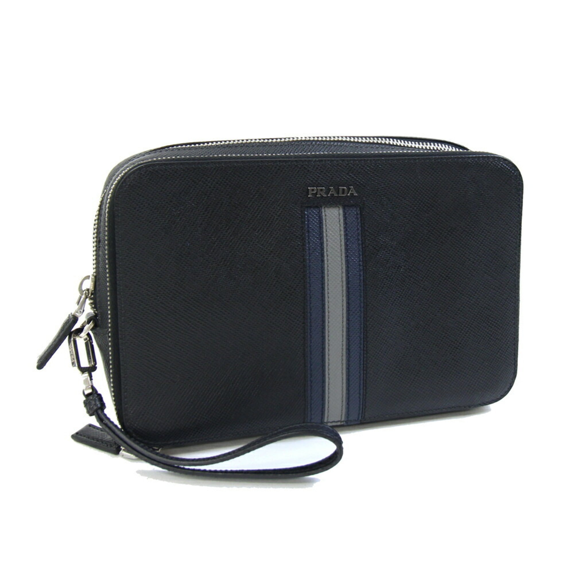 Prada Black Leather Clutch Bag (Pre-Owned)