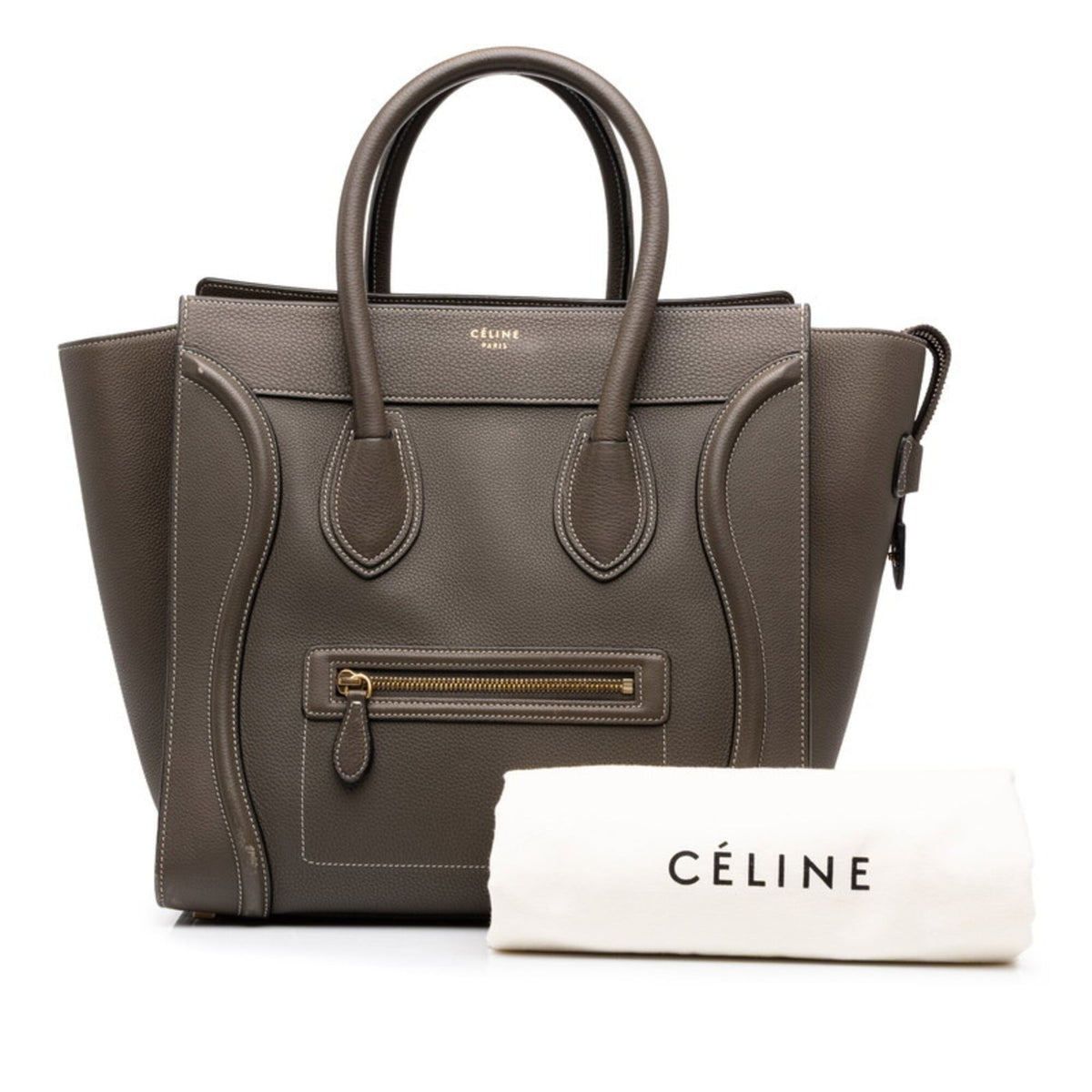 Celine Gray Khaki Leather Handbag (Pre-Owned)