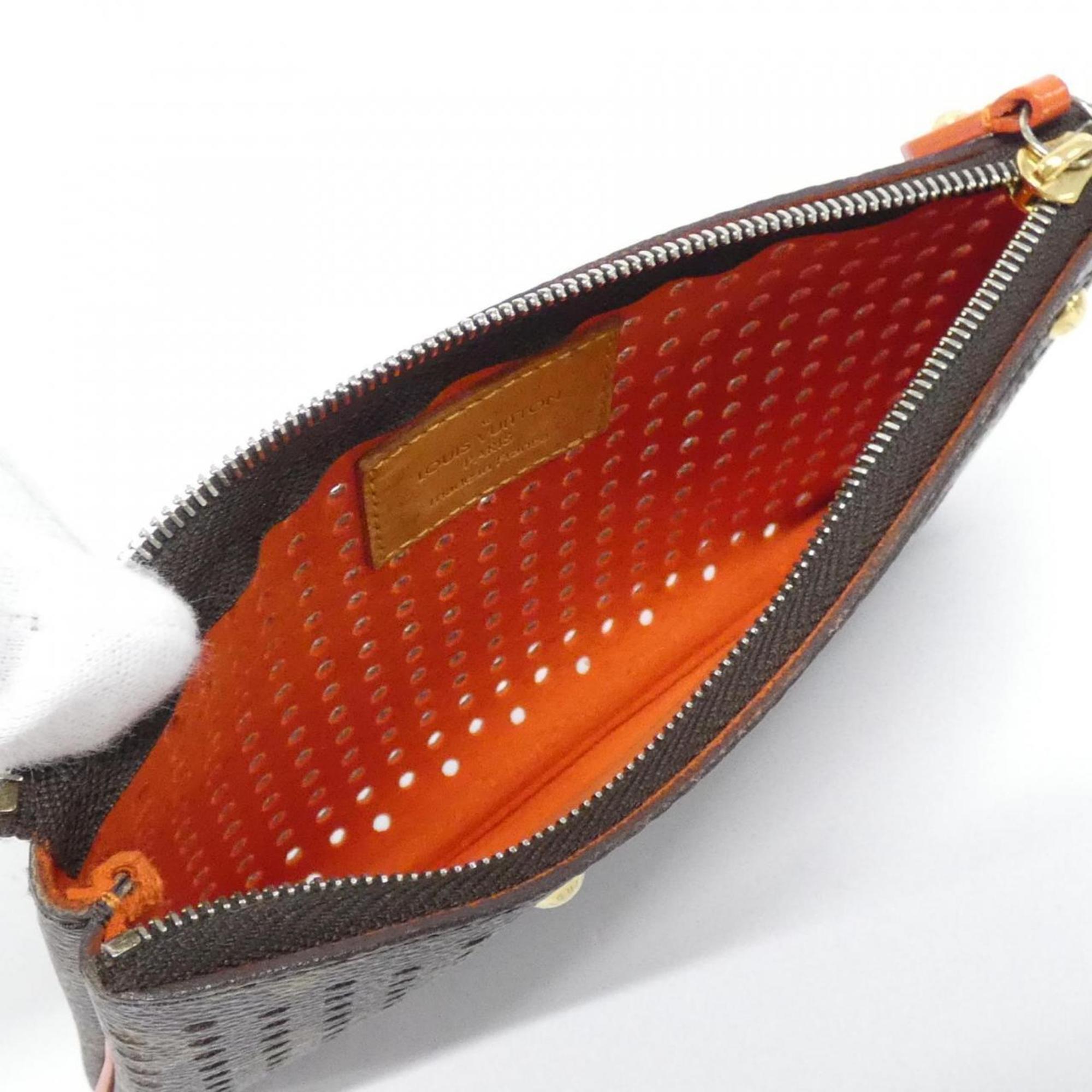 Louis Vuitton Marron Orange Coated Canvas Handbag Pochette (Pre-Owned)