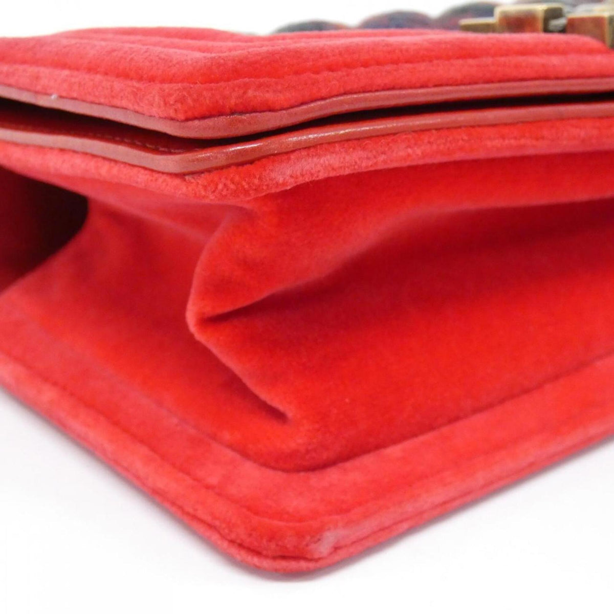 Chanel Green Red Color Canvas Shoulder Bag (Pre-Owned)