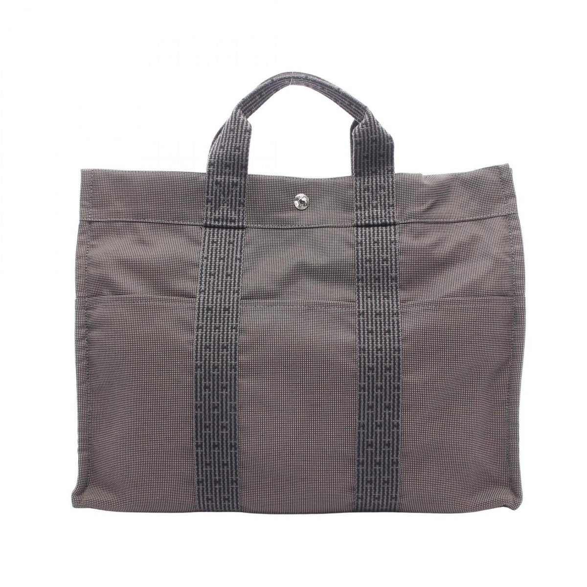 Hermes Gray Nylon Canvas Handbag Tote Bag (Pre-Owned)