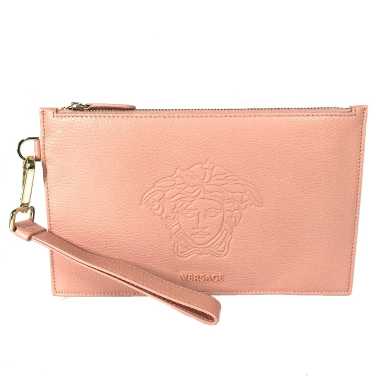Versace Pink Leather Clutch Bag Pouch (Pre-Owned)