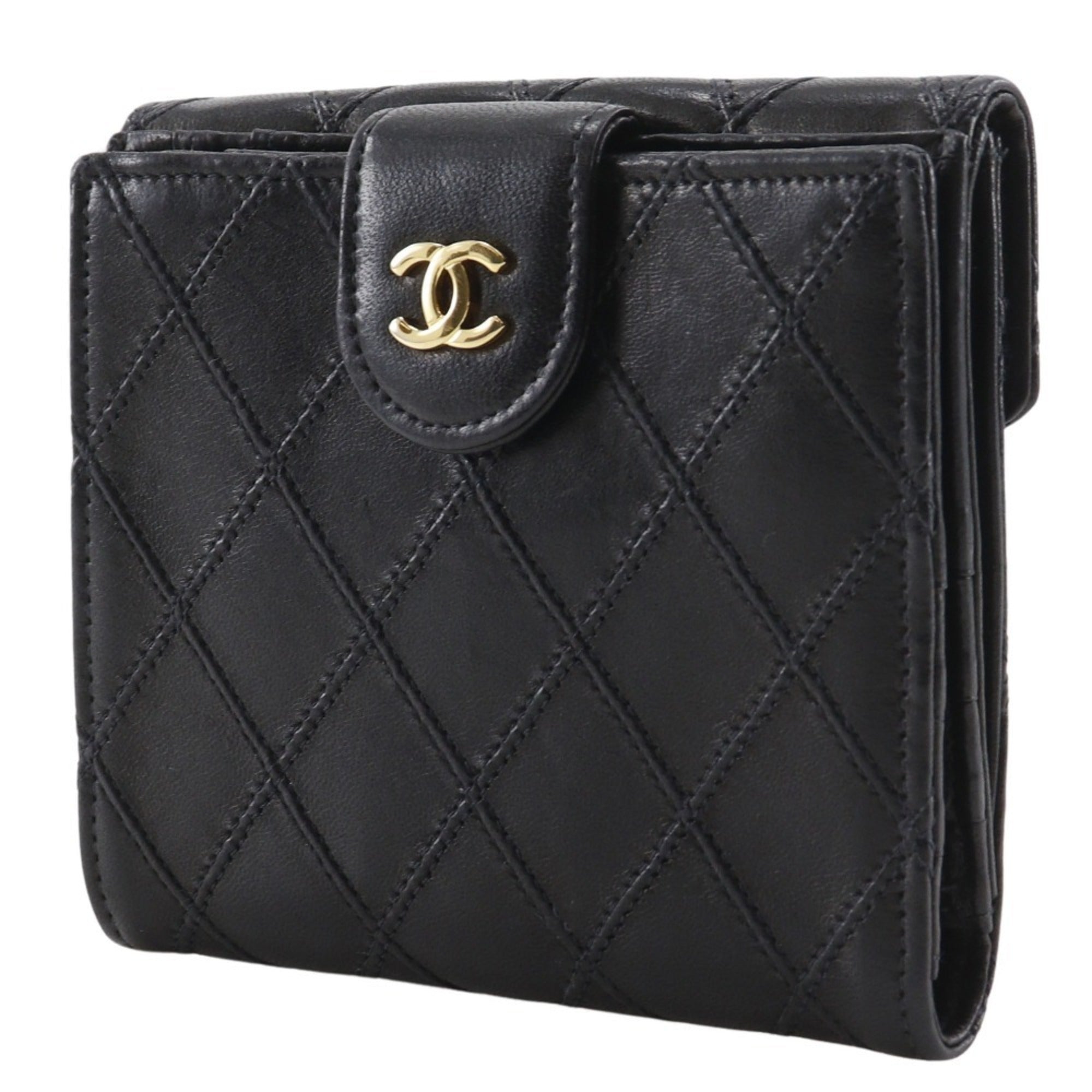 Chanel Black Leather Wallet (Bi-Fold) (Pre-Owned)
