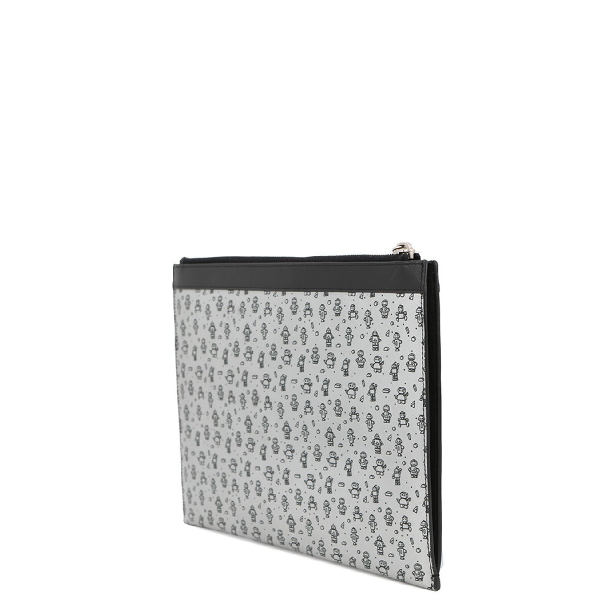 Yves Saint Laurent Black Leather Clutch Bag Handbag (Pre-Owned)