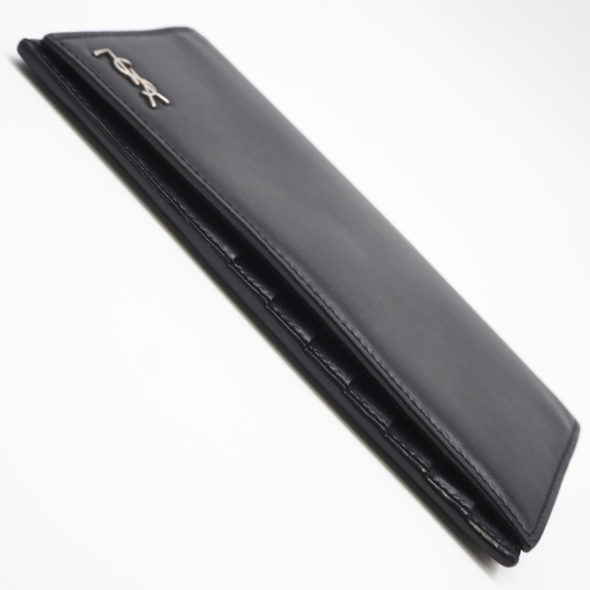 Yves Saint Laurent Black Leather Long Wallet (Bi-Fold) (Pre-Owned)