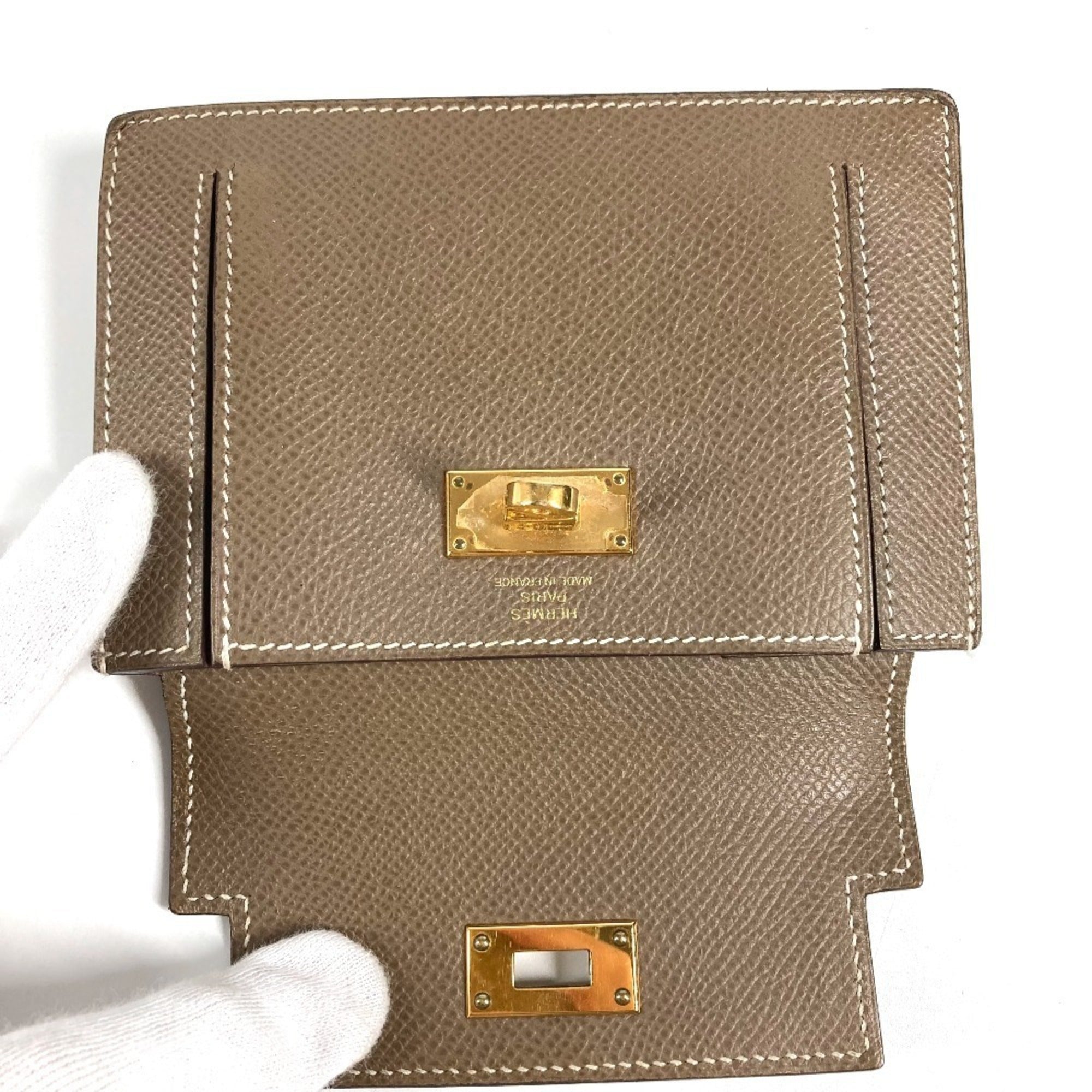 Hermes Etoupe Gray Gray Epsom Leather Coin Purse/Coin Case (Pre-Owned)