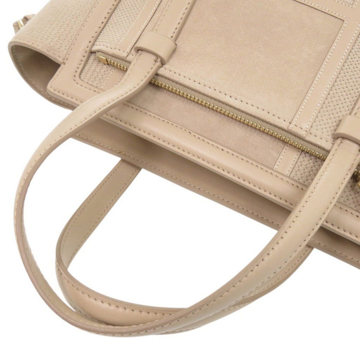 Salvatore Ferragamo Pink Beige Leather Suede Handbag Shoulder Bag (Pre-Owned)