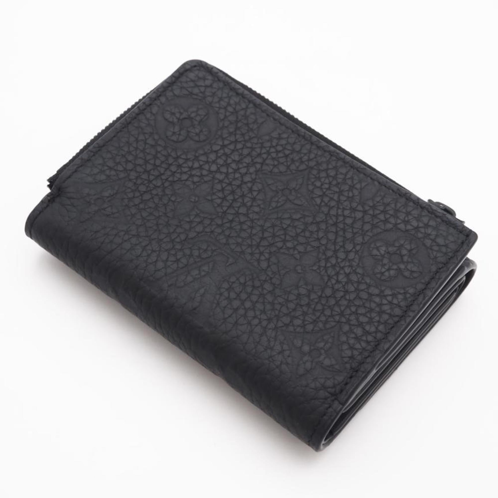 Louis Vuitton Black Leather Wallet (Tri-Fold) (Pre-Owned)