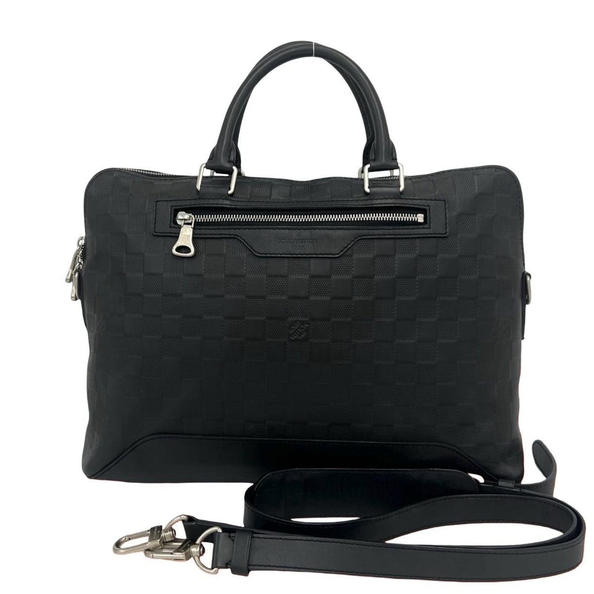 Louis Vuitton Black Leather Briefcase Shoulder Bag (Pre-Owned)