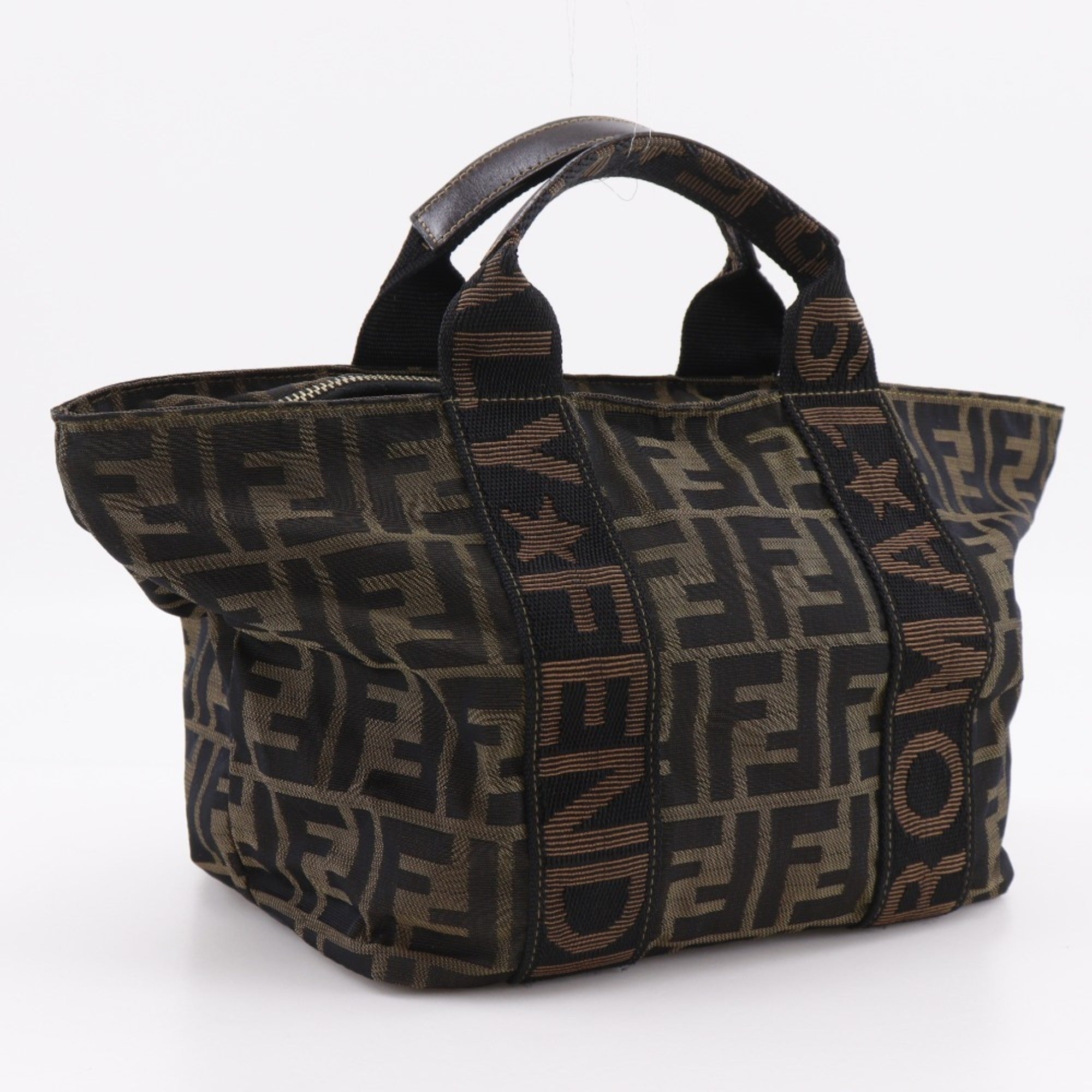 Fendi Brown Nylon Canvas Handbag (Pre-Owned)